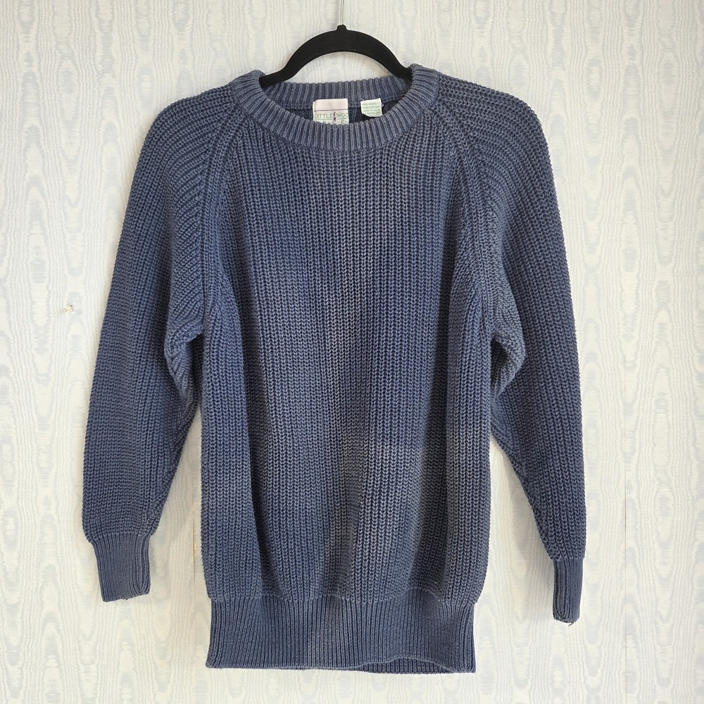 Vtg‎ 70s Streetwear Womens M Sweater Faded Distressed Blue Chunky Knit Grunge